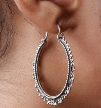 Silver Hoop Filigree Earring